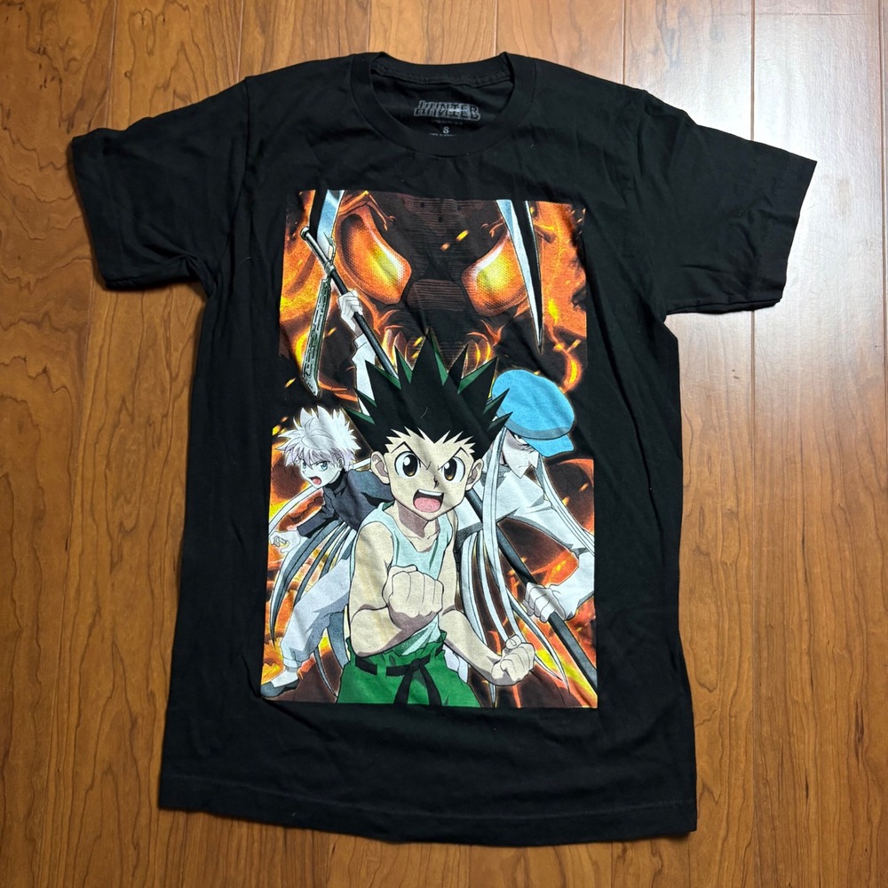 Hunter x Hunter Anime Graphic T-Shirt Gon Killua Kite Black Small